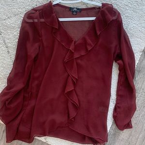 Ruffled Burgundy Blouse